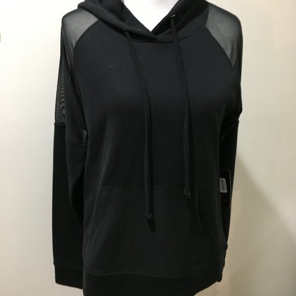 Material Girl Tops - 🔥 Material Girl Black Hoodie with Mesh Panels